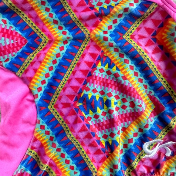 GK ELITE Geometric Pattern Gymnastics Leotard Medium - Picture 2 of 4